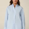 Popeline-Baumwoll-Hemdbluse In
