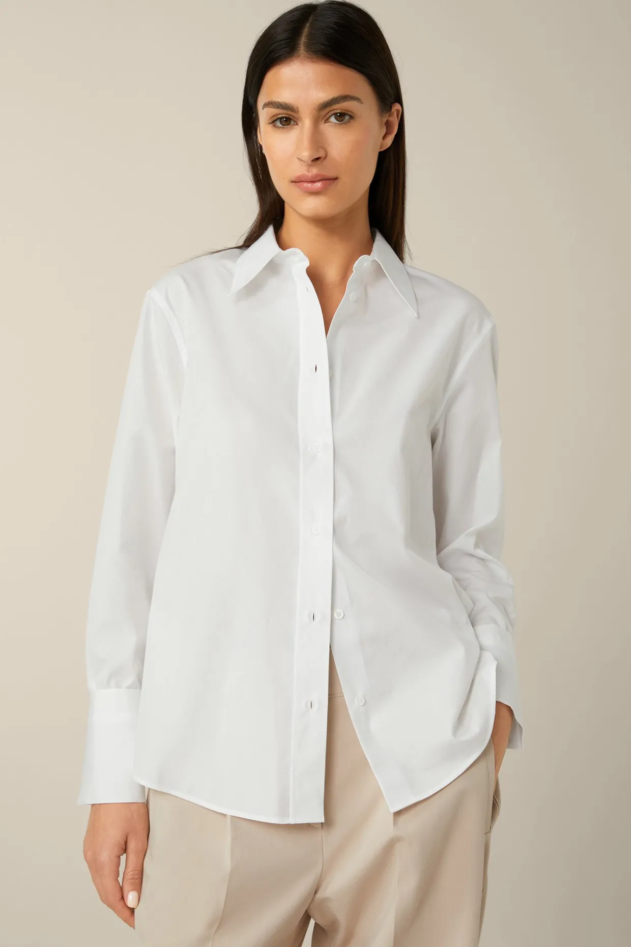 Popeline-Baumwoll-Hemd-Bluse In