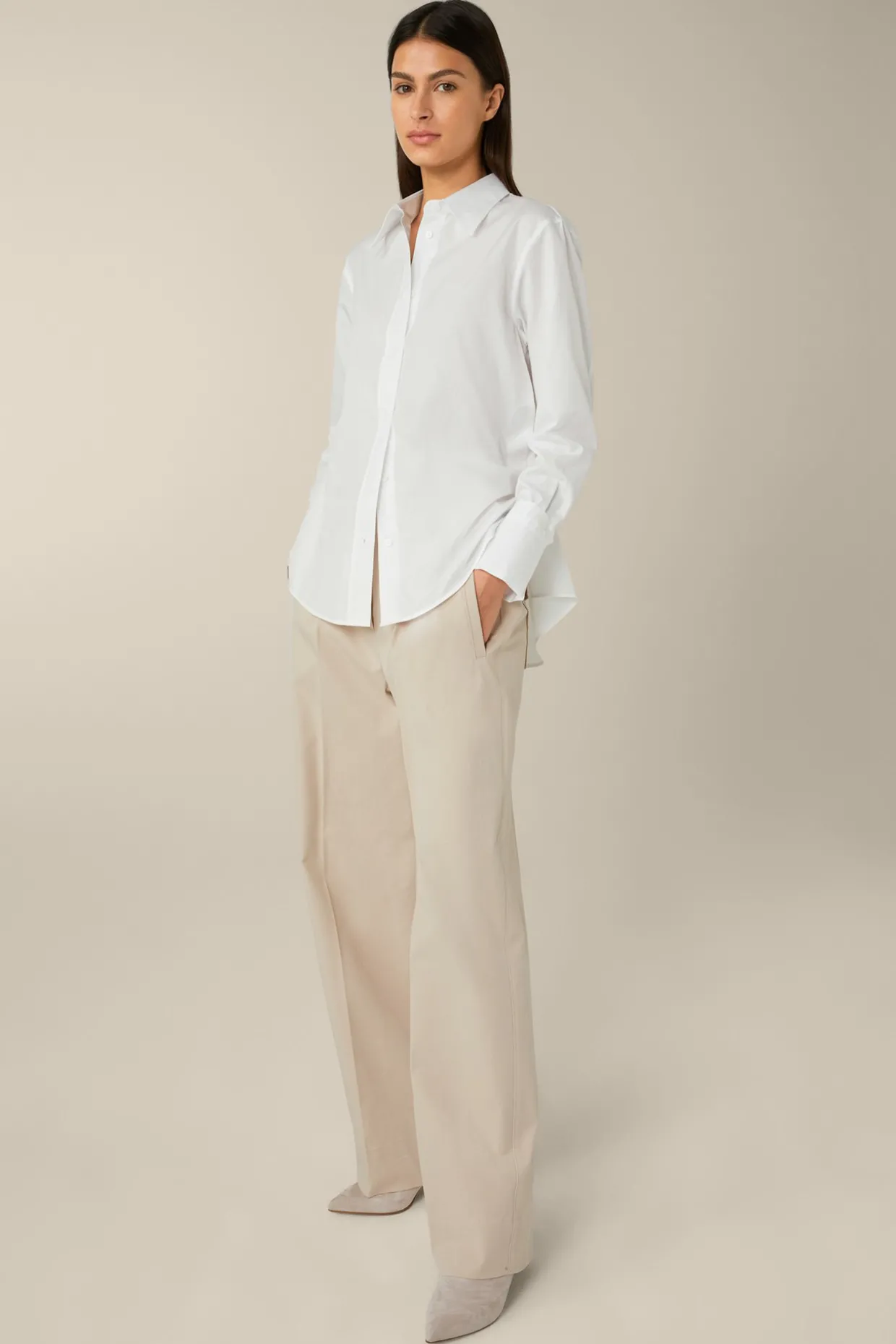 Popeline-Baumwoll-Hemd-Bluse In