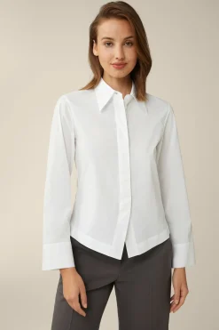 Popeline-Baumwollstretch-Hemdbluse In