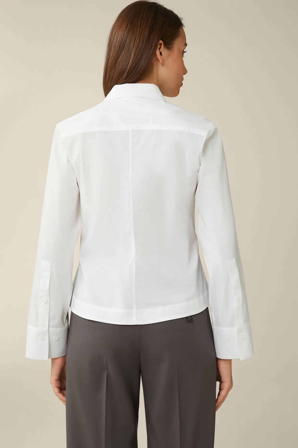 Popeline-Baumwollstretch-Hemdbluse In