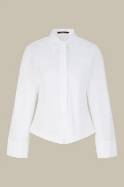 Popeline-Baumwollstretch-Hemdbluse In