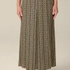 Print-Maxi-Rock Aus Viskose In Schwarz-Beige Gemustert