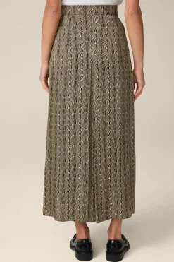 Print-Maxi-Rock Aus Viskose In Schwarz-Beige Gemustert