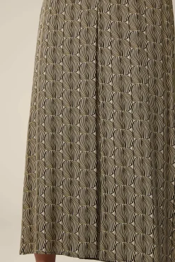 Print-Maxi-Rock Aus Viskose In Schwarz-Beige Gemustert