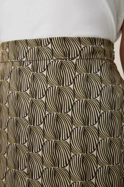 Print-Maxi-Rock Aus Viskose In Schwarz-Beige Gemustert