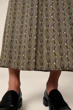 Print-Maxi-Rock Aus Viskose In Schwarz-Beige Gemustert