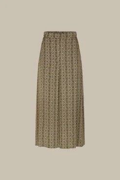 Print-Maxi-Rock Aus Viskose In Schwarz-Beige Gemustert