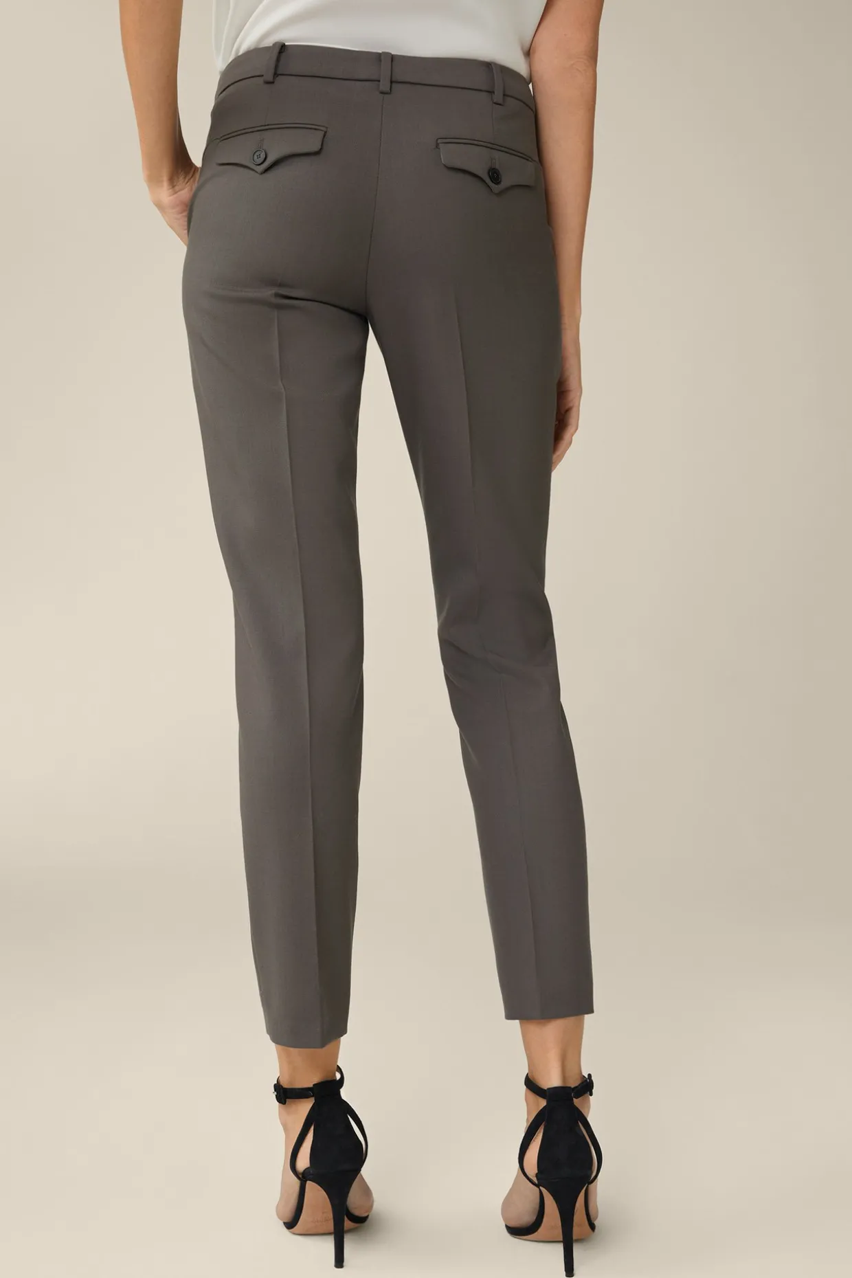 Schurwoll-Anzug-Hose In Taupe
