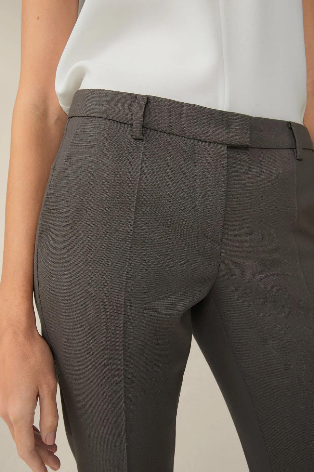 Schurwoll-Anzug-Hose In Taupe