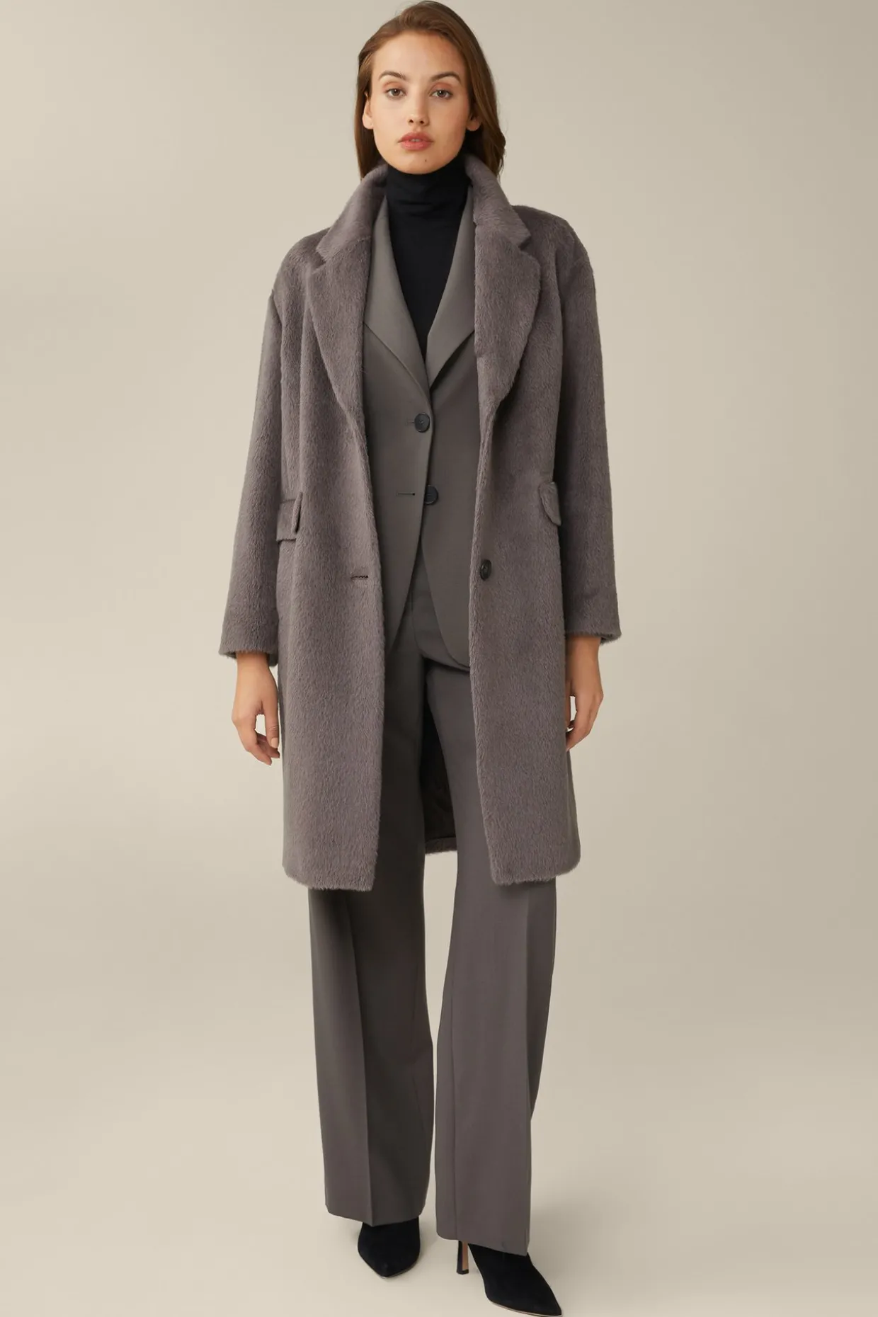 Schurwoll-Blazer In Taupe