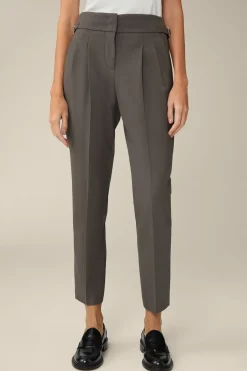 Schurwoll-Bundfalten-Hose In Taupe