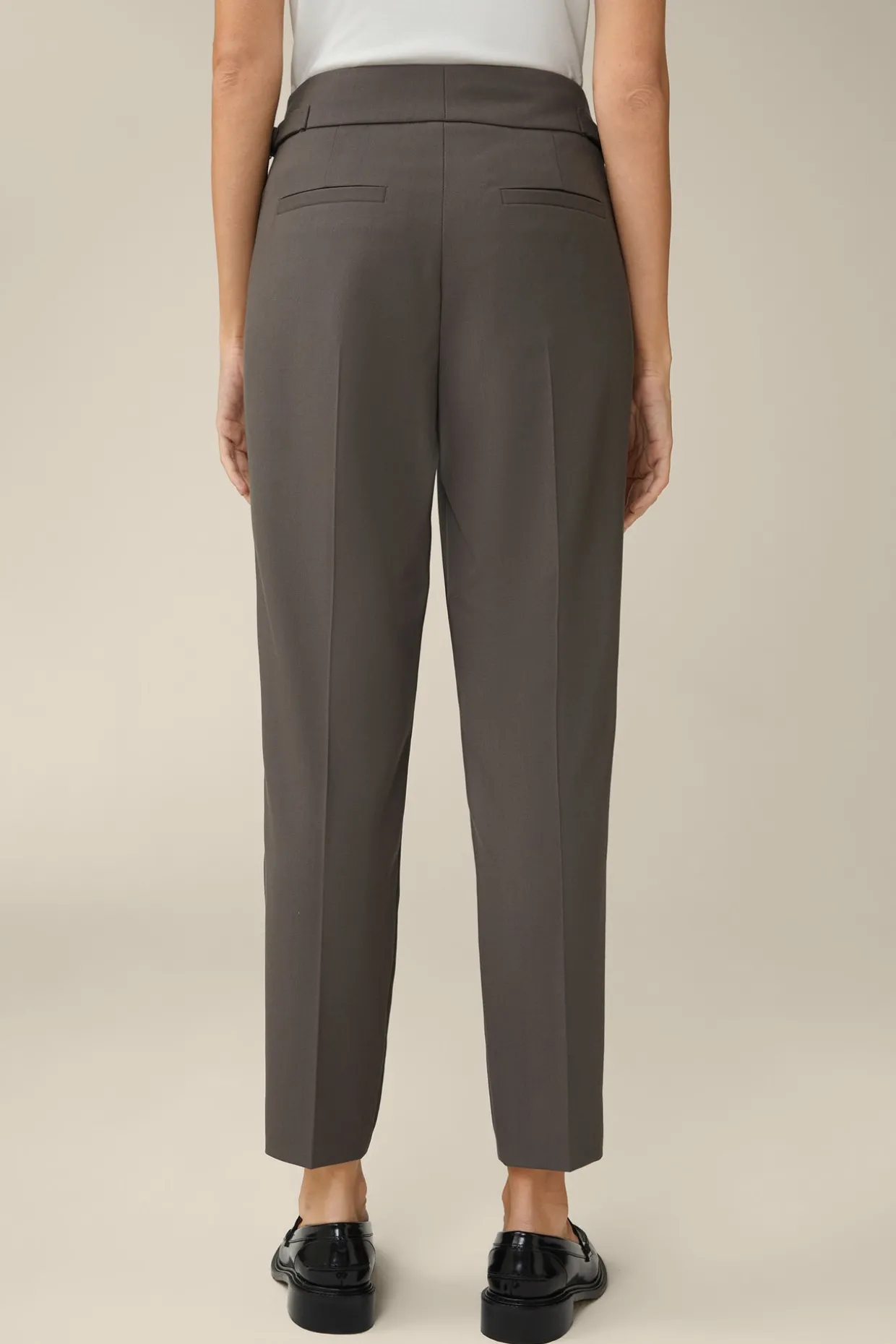 Schurwoll-Bundfalten-Hose In Taupe