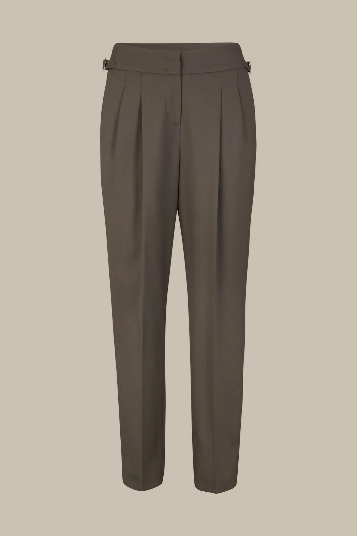 Schurwoll-Bundfalten-Hose In Taupe