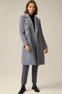 Schurwoll-Caban-Mantel Mit Cashmere In
