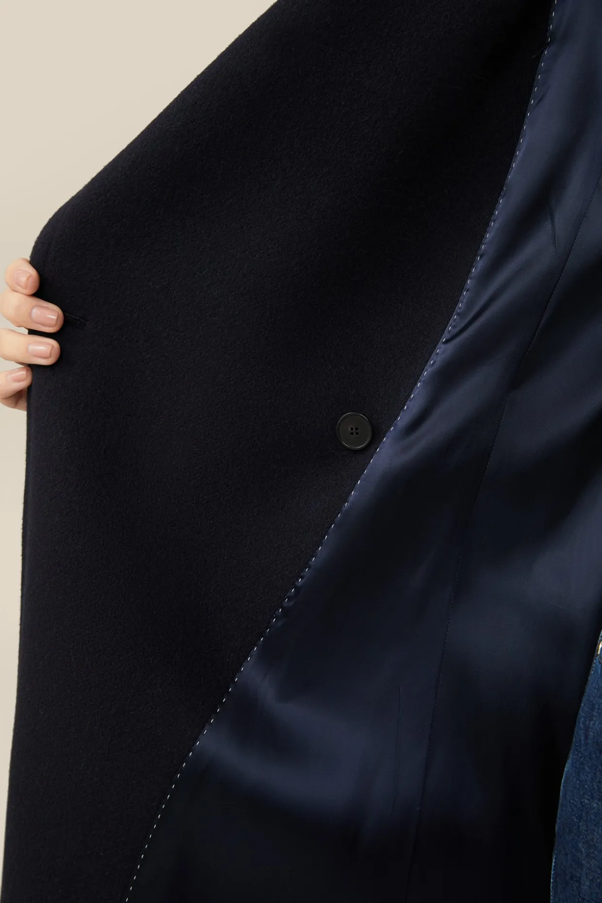 Schurwoll-Caban-Mantel Mit Cashmere In