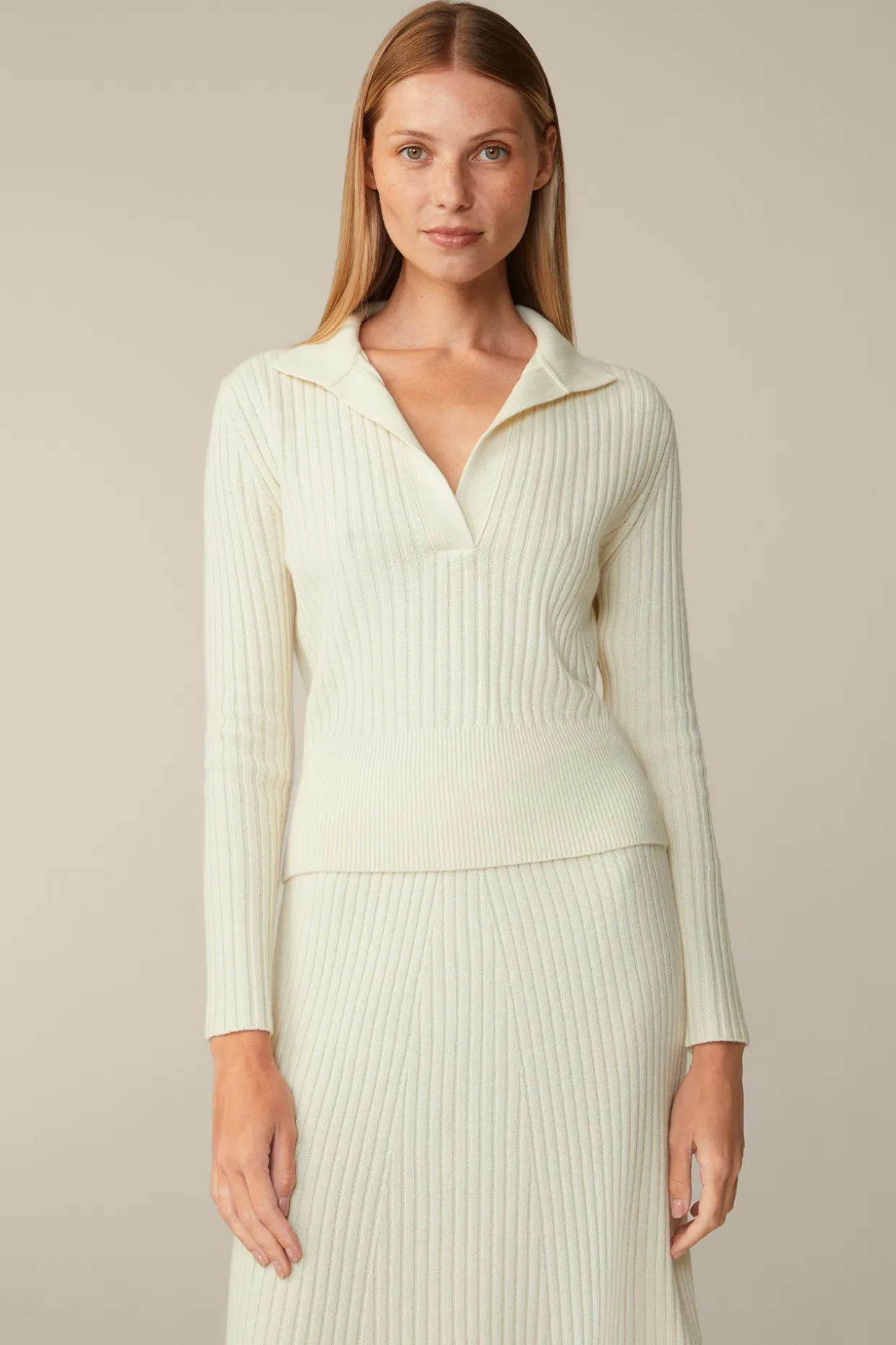 Schurwoll-Cashmeremix-Ripp-Strick-Pullover In