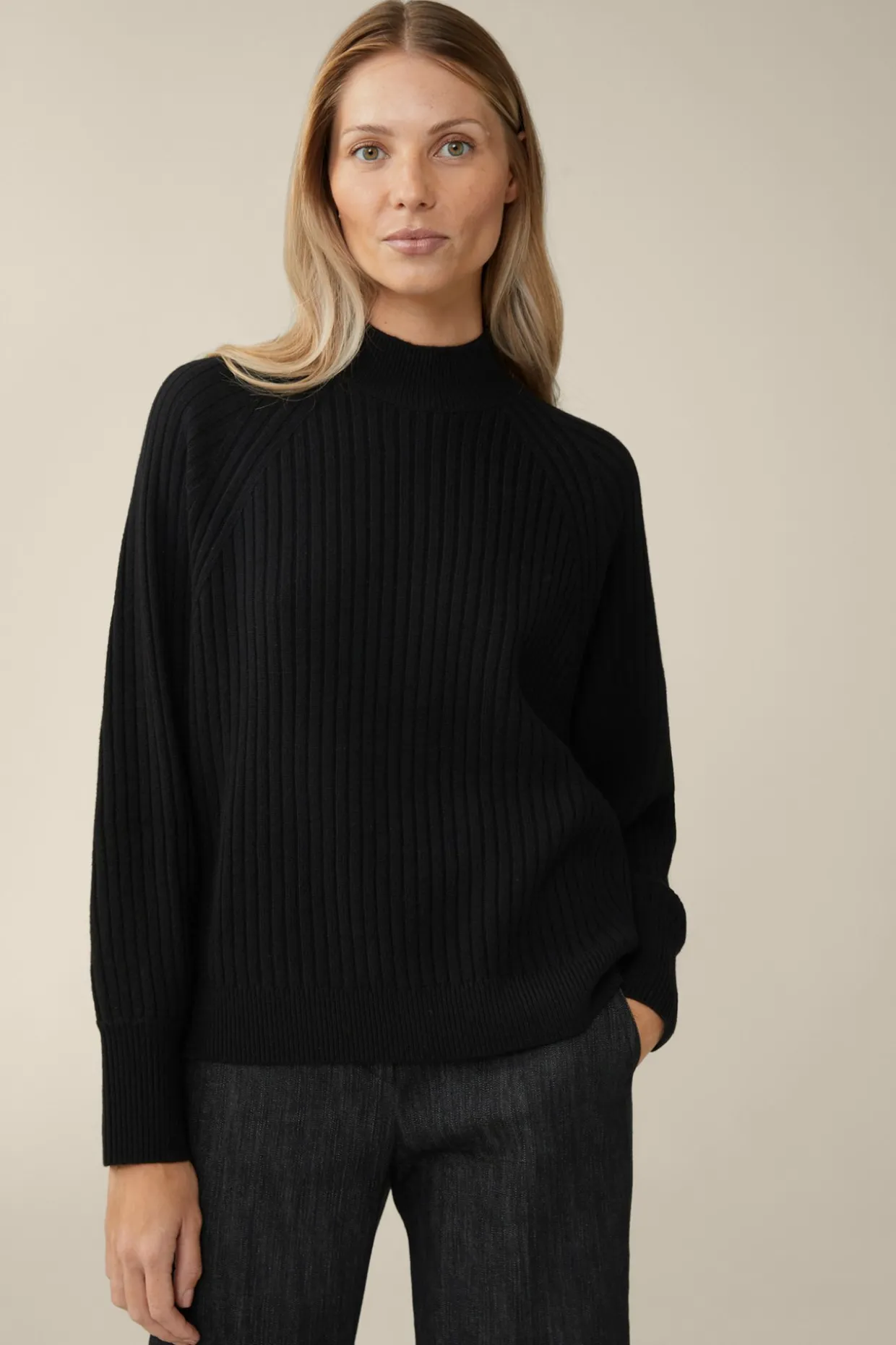 Schurwoll-Cashmeremix-Ripp-Strick-Pullover In