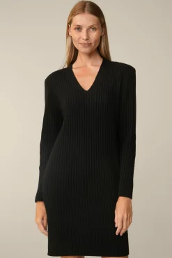 Schurwoll-Cashmeremix-Ripp-Strick-Kleid In