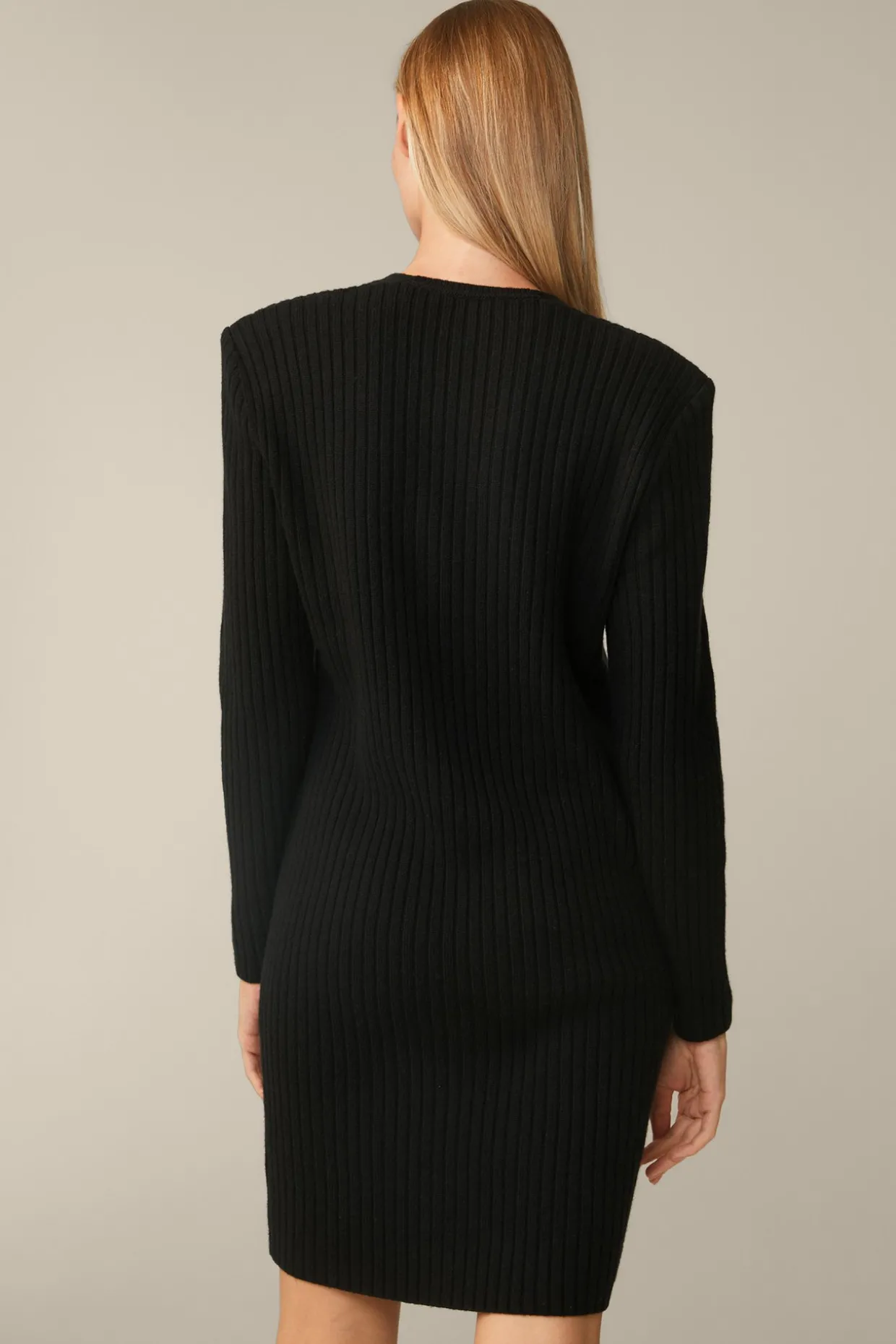 Schurwoll-Cashmeremix-Ripp-Strick-Kleid In