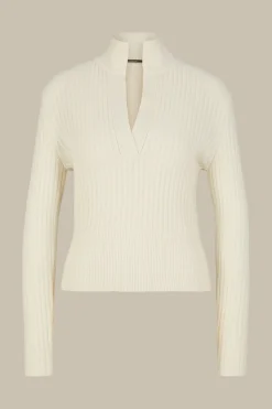Schurwoll-Cashmeremix-Ripp-Strick-Pullover In