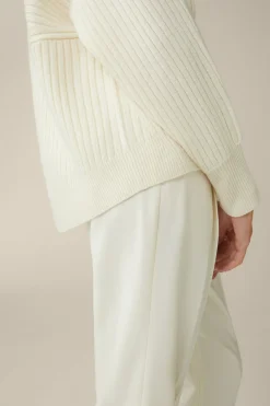 Schurwoll-Cashmeremix-Ripp-Strick-Pullover In
