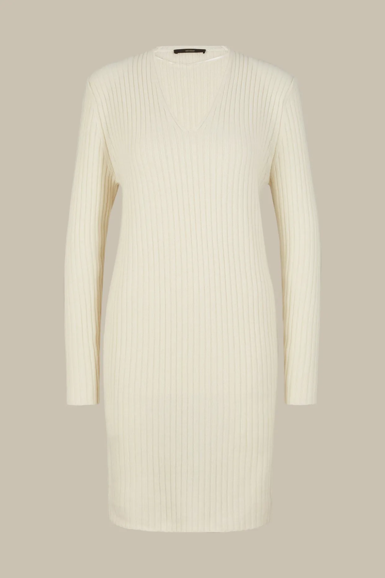 Schurwoll-Cashmeremix-Ripp-Strick-Kleid In