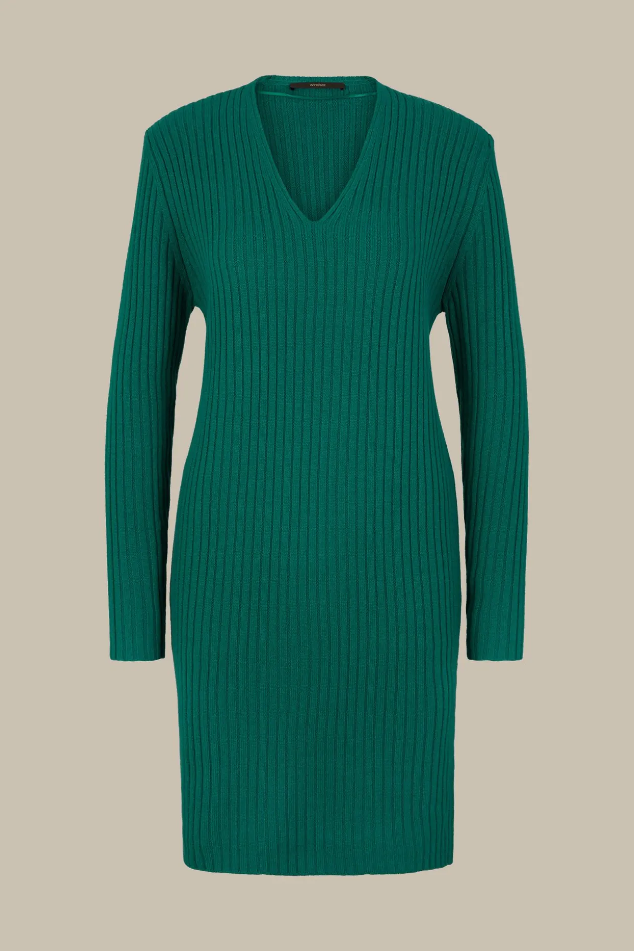 Schurwoll-Cashmeremix-Ripp-Strick-Kleid In