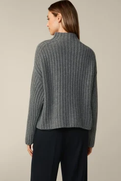 Schurwoll-Cashmeremix-Stehkragen-Pullover In