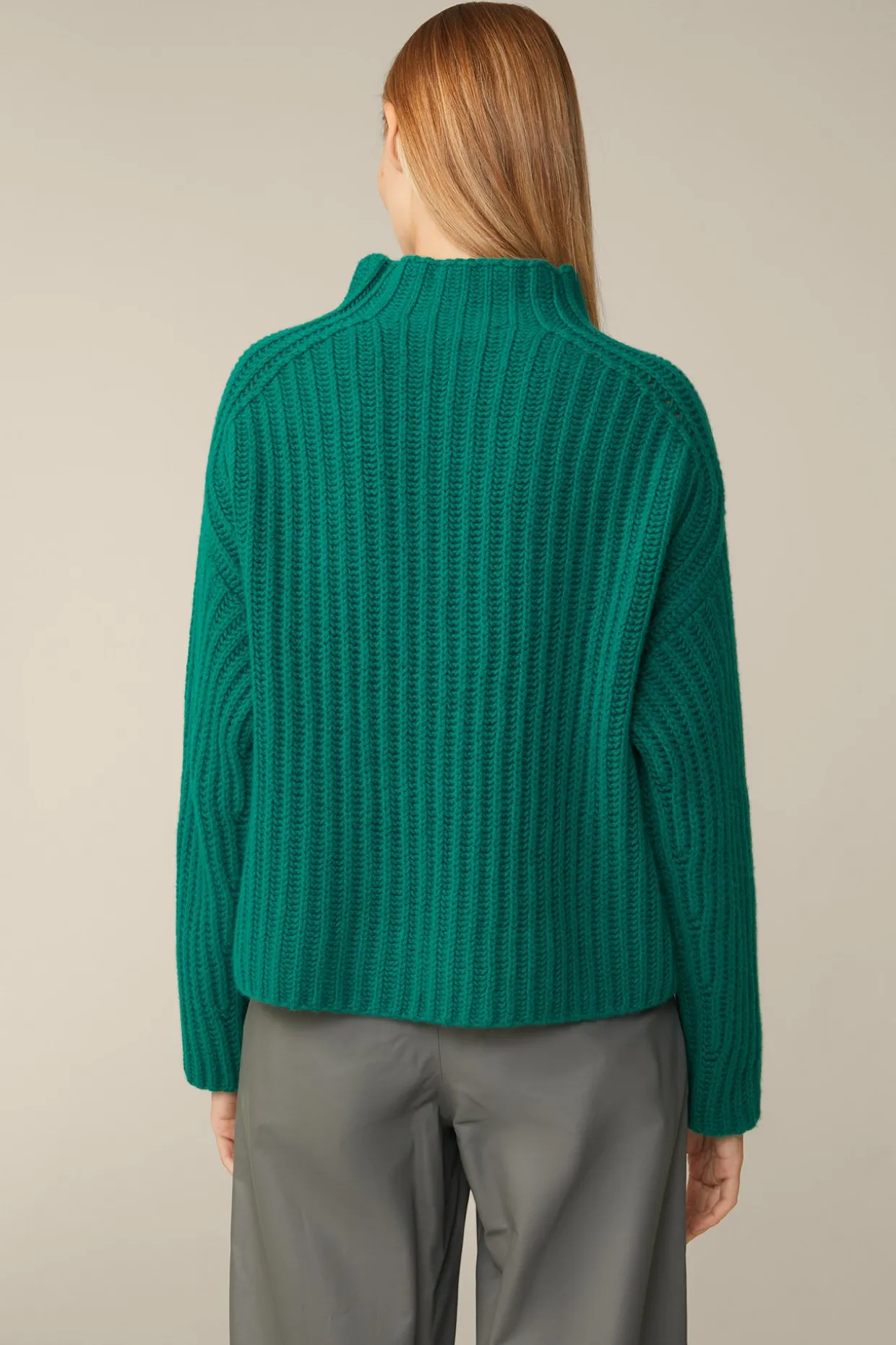 Schurwoll-Cashmeremix-Stehkragen-Pullover In