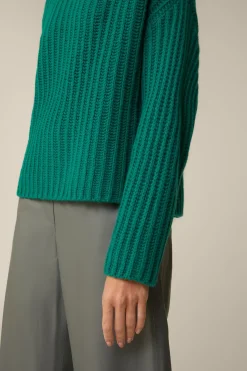 Schurwoll-Cashmeremix-Stehkragen-Pullover In