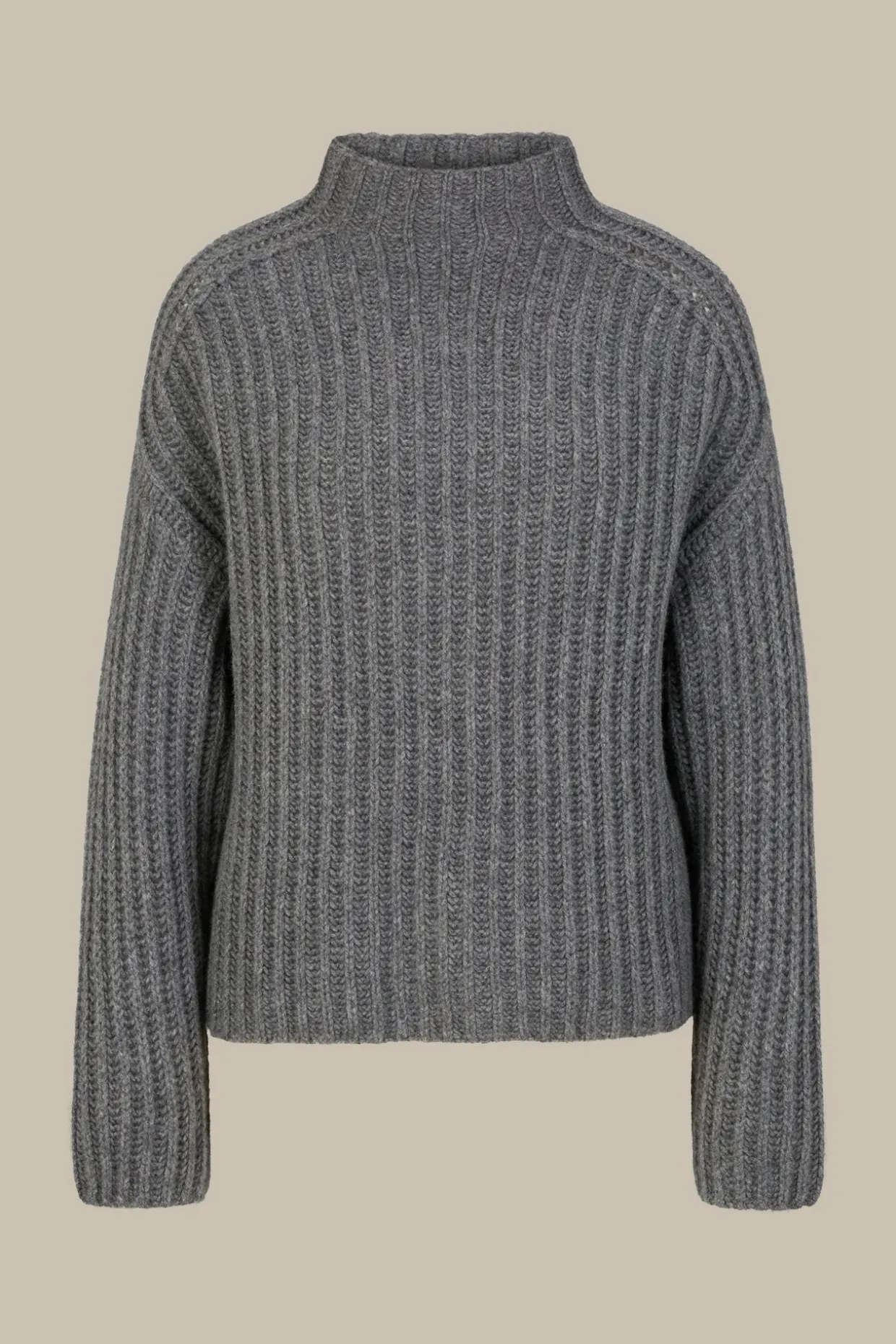 Schurwoll-Cashmeremix-Stehkragen-Pullover In