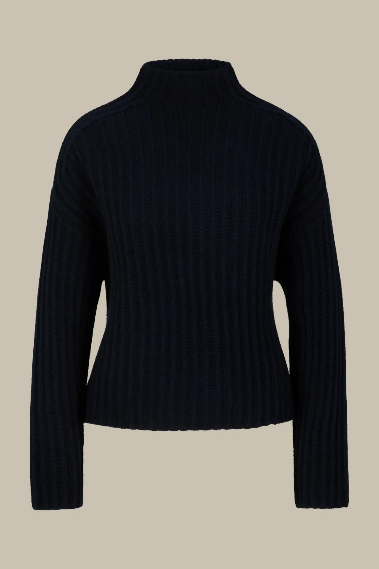 Schurwoll-Cashmeremix-Stehkragen-Pullover In