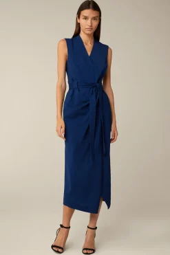 Schurwoll-Etui-Kleid In Midi-Lange In
