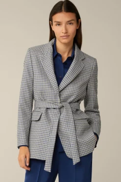 Schurwoll-Long-Blazer Mit Gürtel In