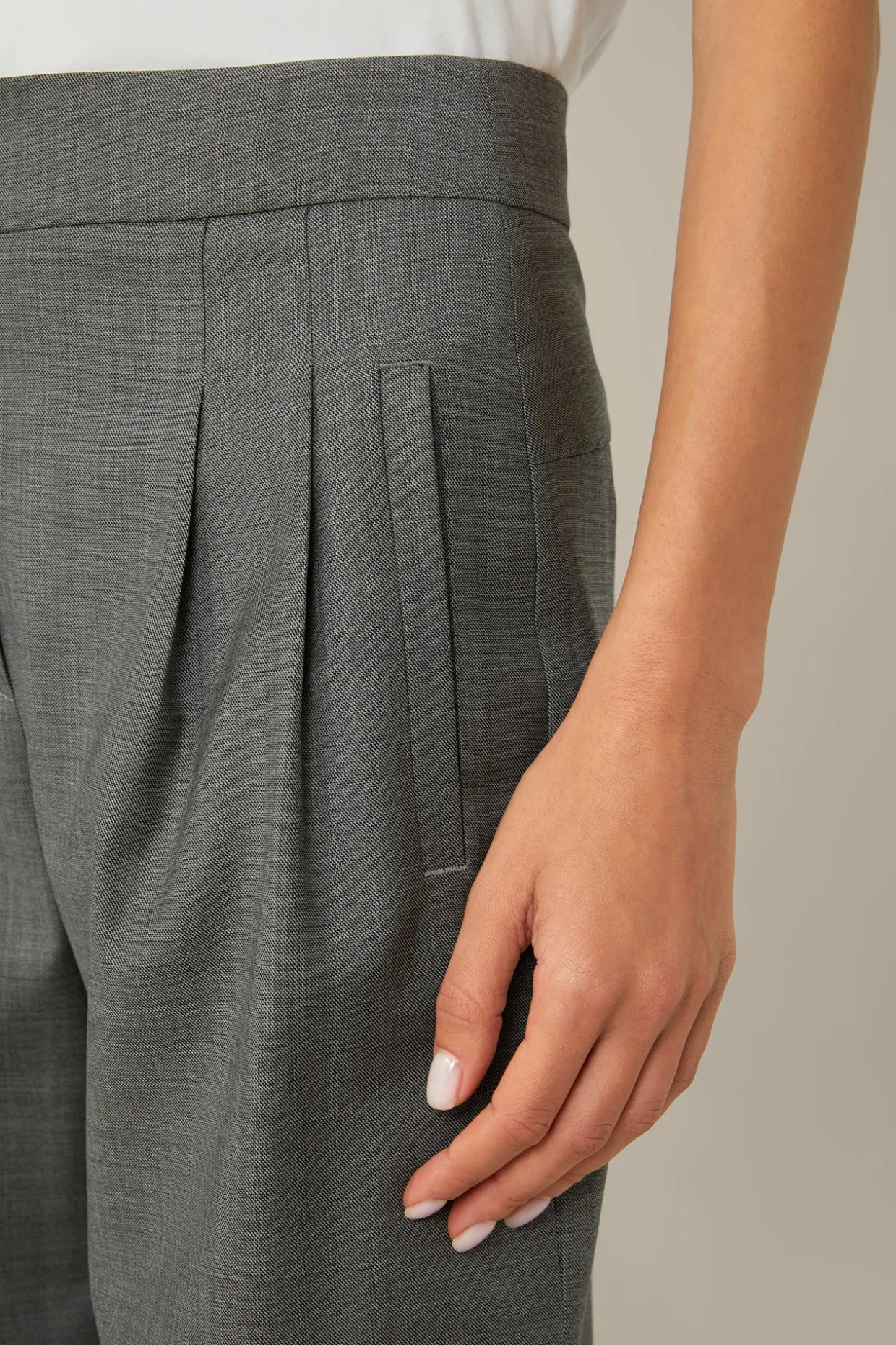 Schurwoll-Marlene-Hose Mit Bundfalte In
