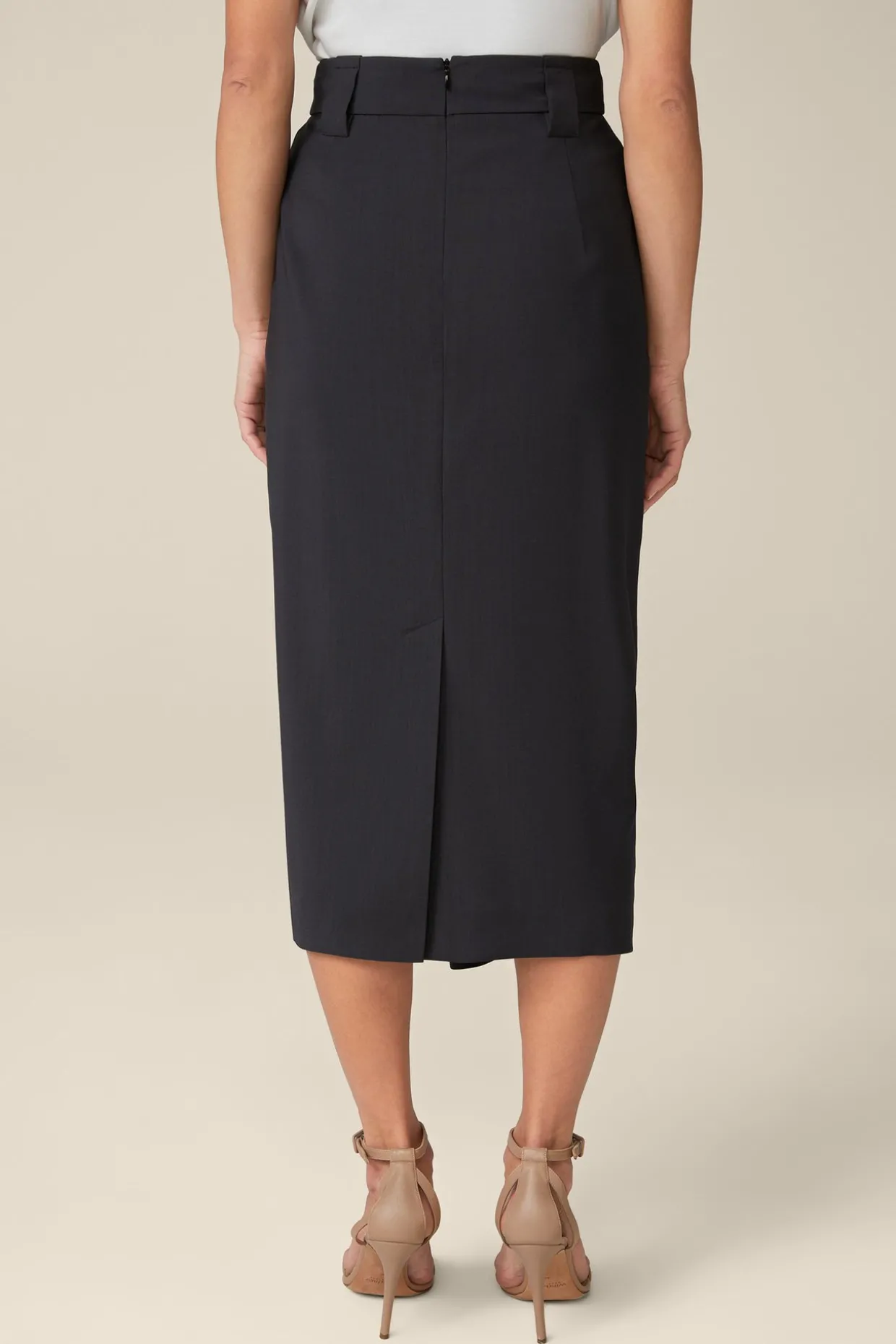 Schurwoll-Midirock Mit Wickeldetail In