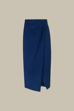 Schurwoll-Midirock Mit Wickeldetail In