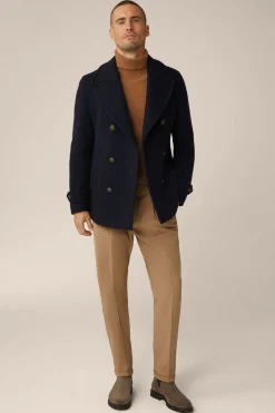 Schurwollmix-Caban-Jacke Cabon Mit Reverskragen In