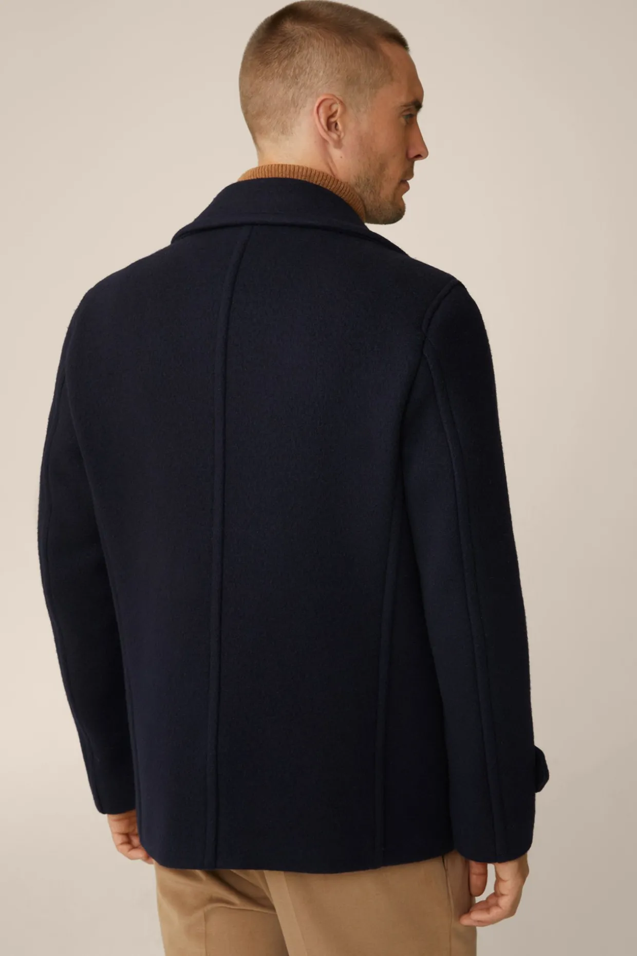 Schurwollmix-Caban-Jacke Cabon Mit Reverskragen In