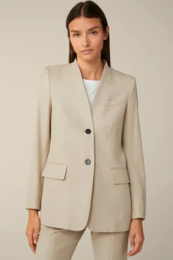 Schurwollmix-Twill-Long-Blazer In