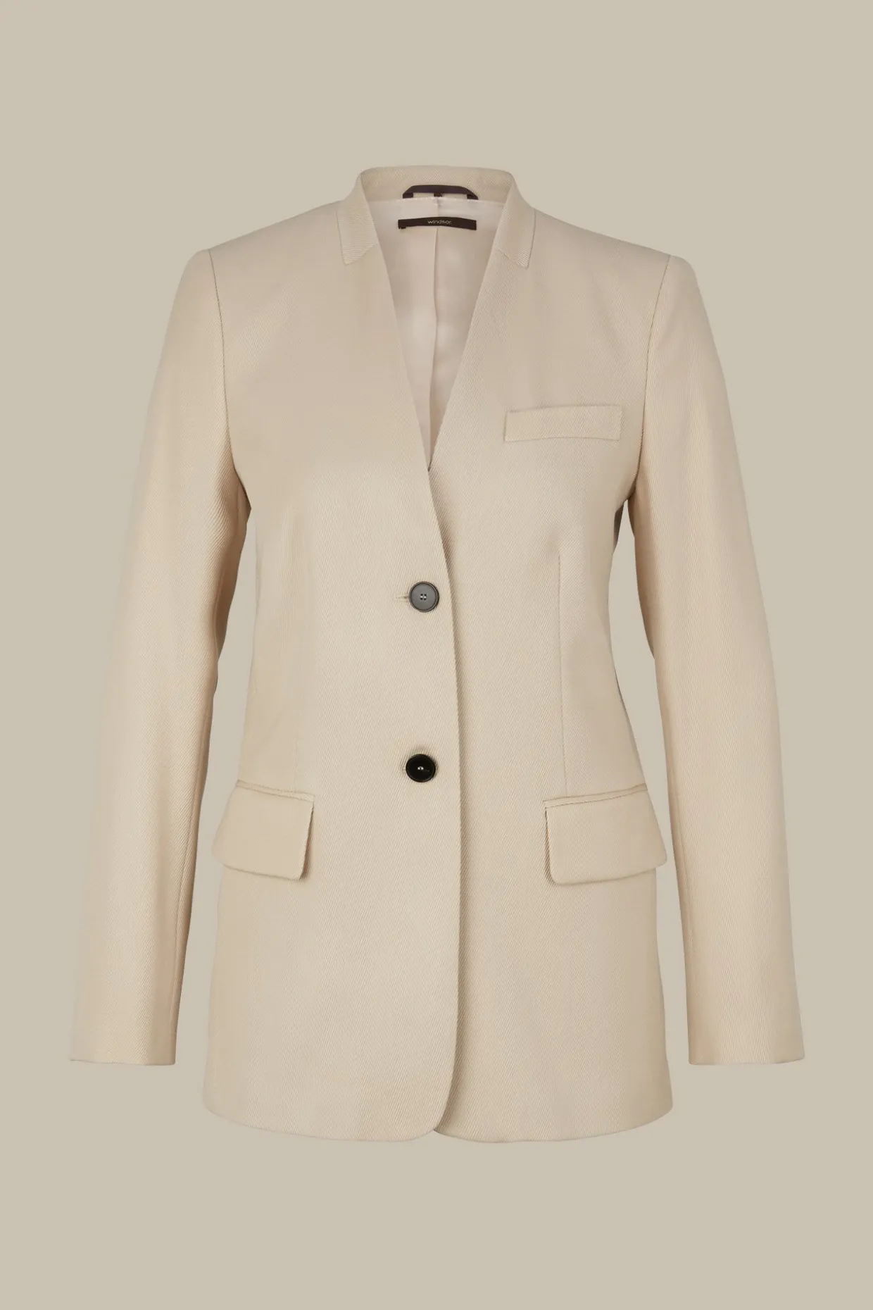 Schurwollmix-Twill-Long-Blazer In