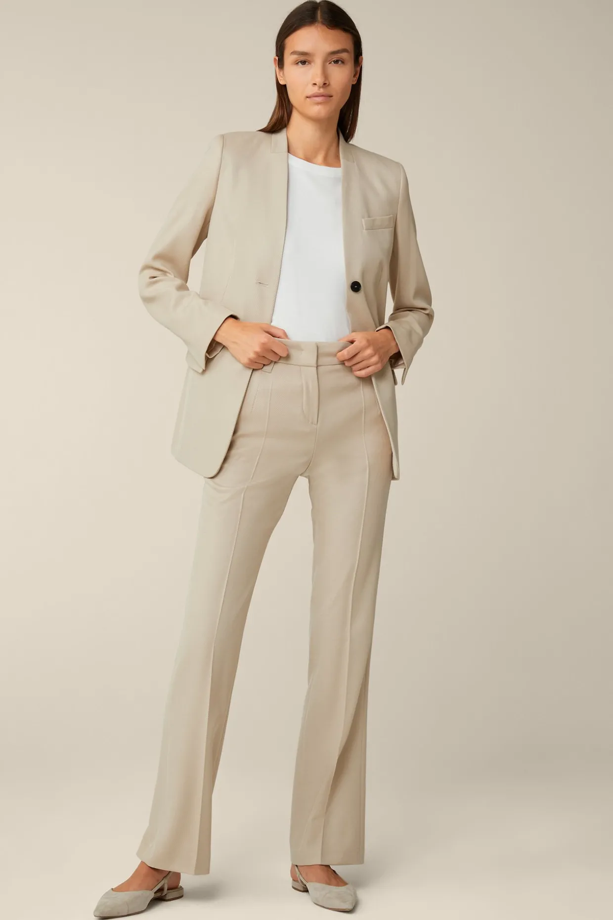 Schurwollmix-Twill-Marlene-Hose In