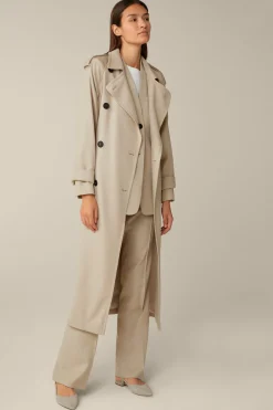 Schurwollmix-Twill-Trenchcoat In