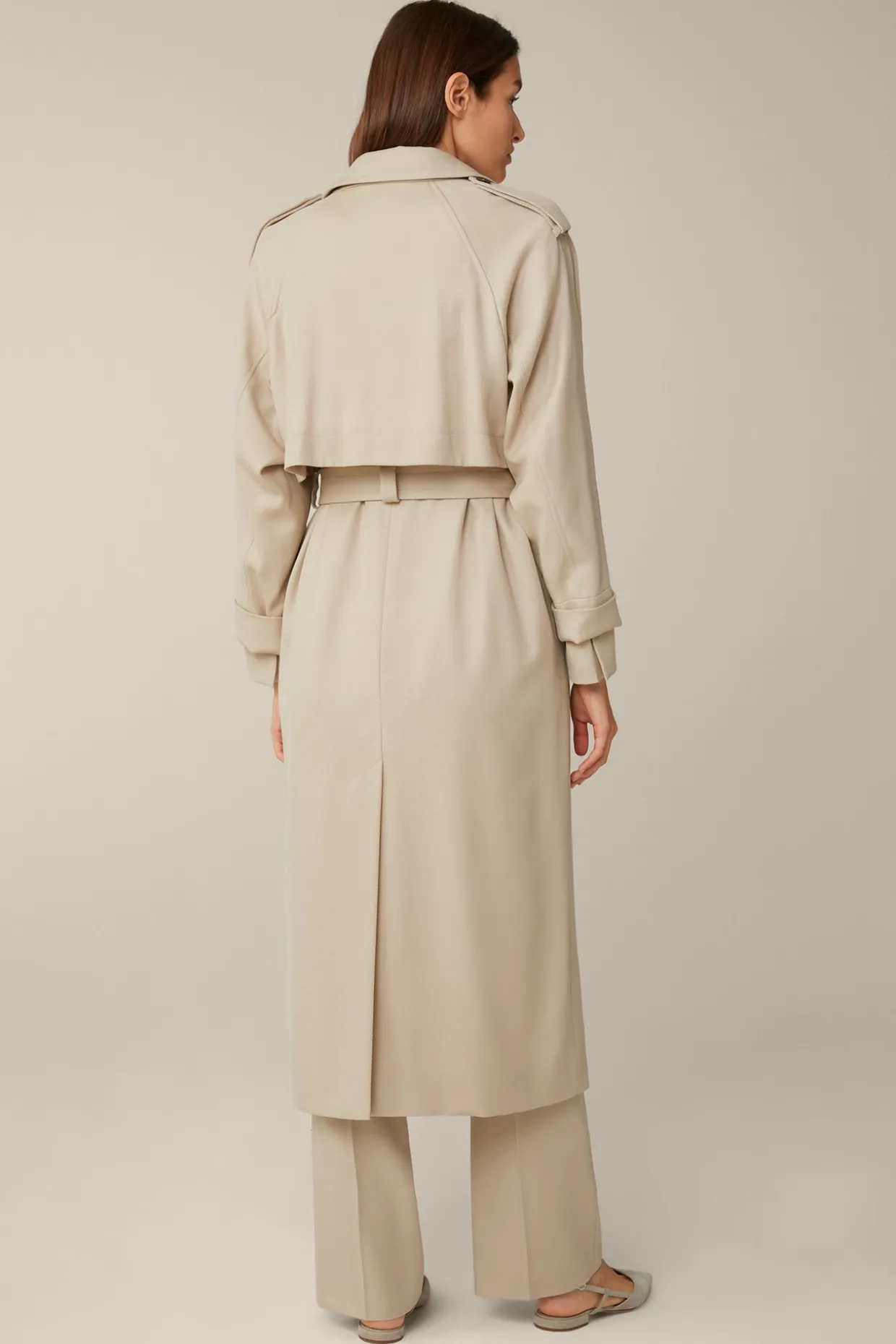 Schurwollmix-Twill-Trenchcoat In