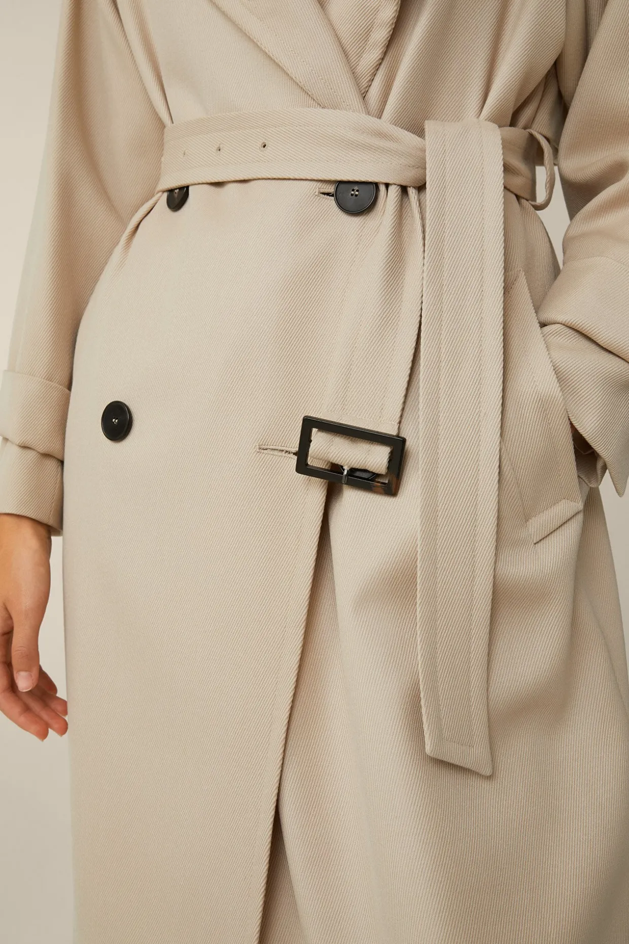 Schurwollmix-Twill-Trenchcoat In