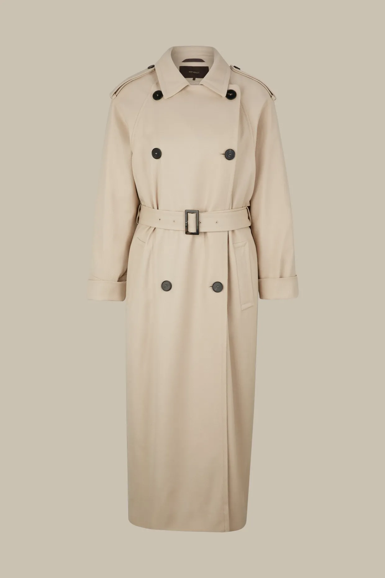 Schurwollmix-Twill-Trenchcoat In
