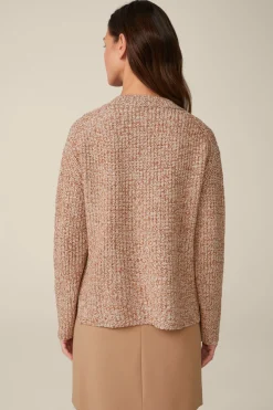 Schurwoll-Pullover Mit Cashmere In Kupfer-Ecru Gemustert