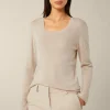 Schurwoll-Ripp-Strick-Pullover Mit Seide In