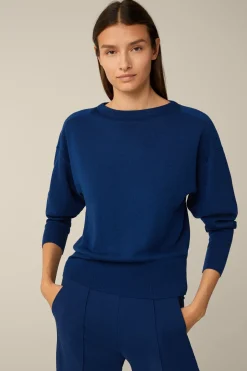 Schurwoll-Ripp-Strick-Pullover Mit Seide In